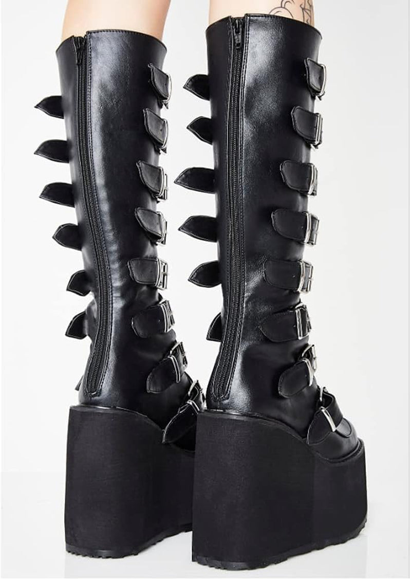 Dark Punk Platform Boots - Goth Style