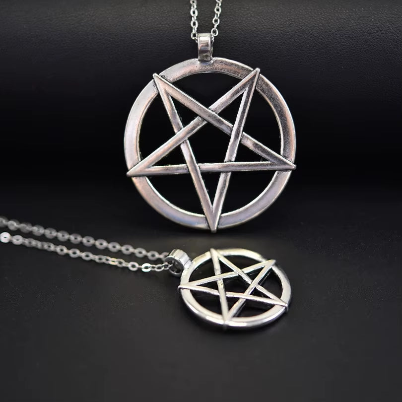 Goth Wicca Witch Pentacle Amulet Pentagram Pendant Women Necklaces Vintage Star Chain Collier for Men Kpop Gift Jewelry Making