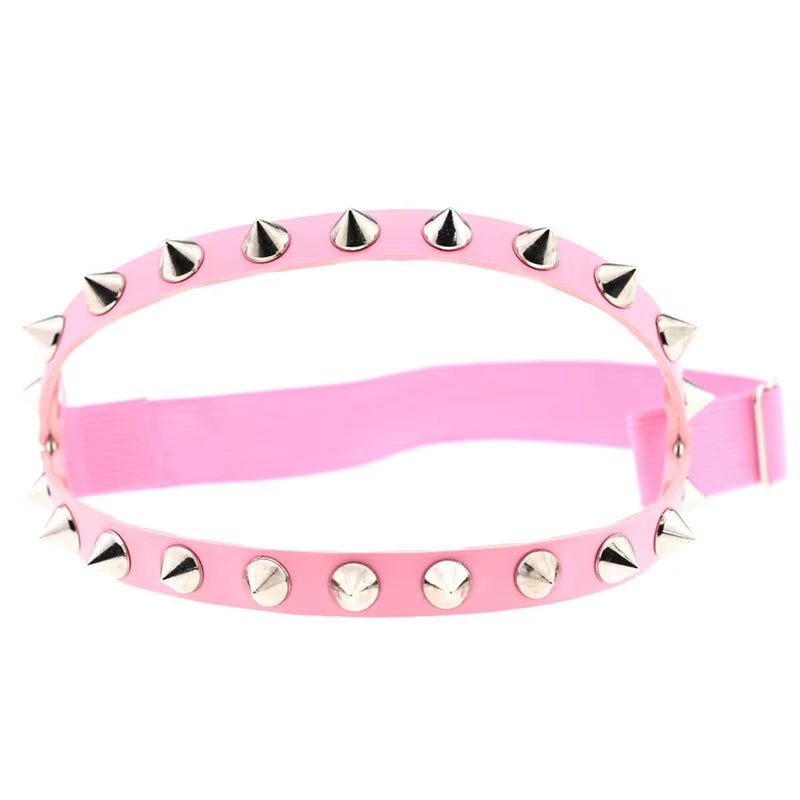 Punk Long Spike Choker Faux Leather Collar for Women Men Cool Big Rivets Studded Chocker Goth Style Necklace Accessories 2023