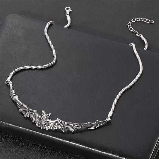 Vintage Gothic Bat Pendant Necklace for Women, Vampire Bat, Dark Style Choker, Jewelry Gift for Girls