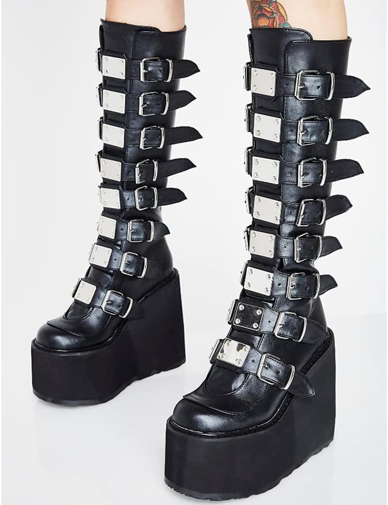 Dark Punk Platform Boots - Goth Style
