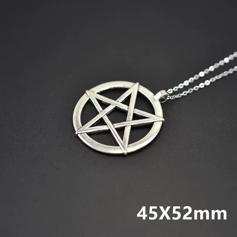 Goth Wicca Witch Pentacle Amulet Pentagram Pendant Women Necklaces Vintage Star Chain Collier for Men Kpop Gift Jewelry Making