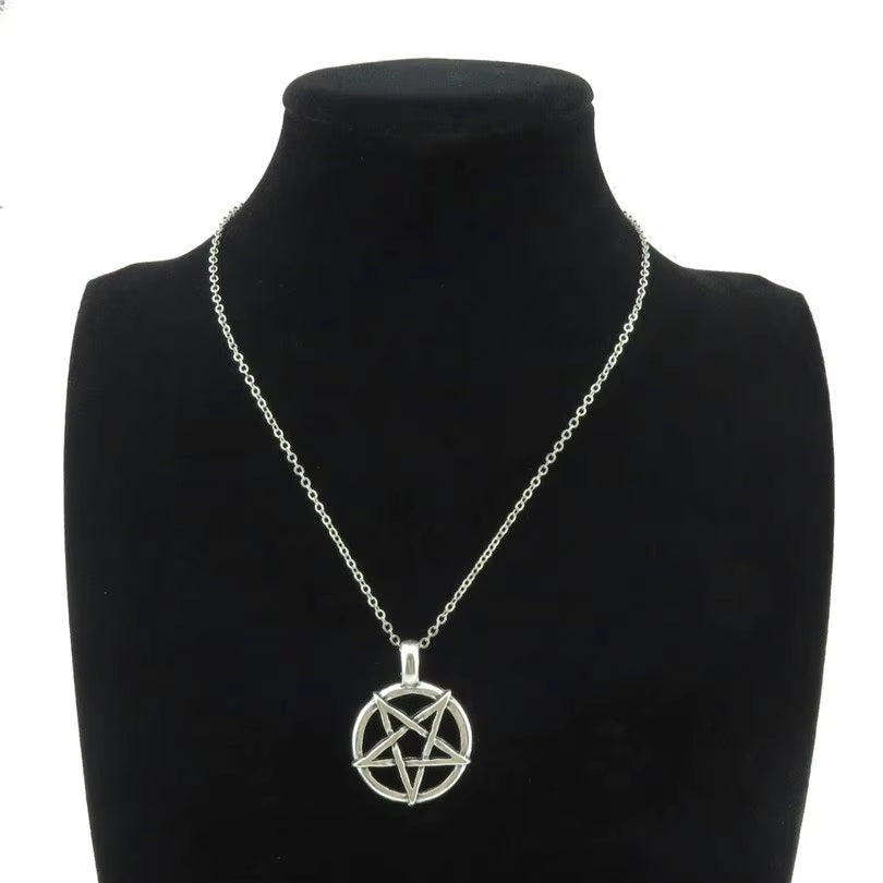 Goth Wicca Witch Pentacle Amulet Pentagram Pendant Women Necklaces Vintage Star Chain Collier for Men Kpop Gift Jewelry Making