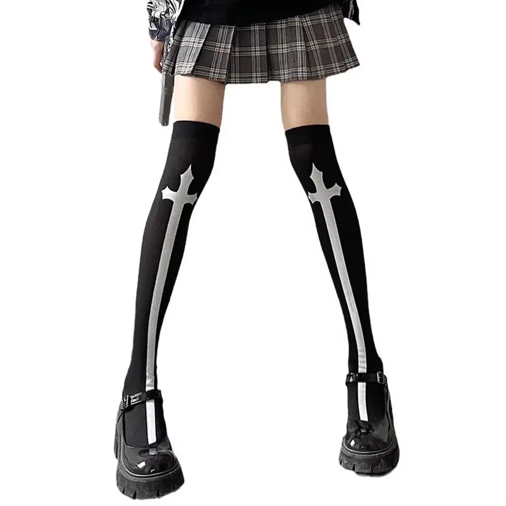 Goth Big Spider Pattern Silk Stockings Gothic Vintage Dark Fishnet Tights Women Emo Alternative Sexy Spider Web Witch Pantyhose