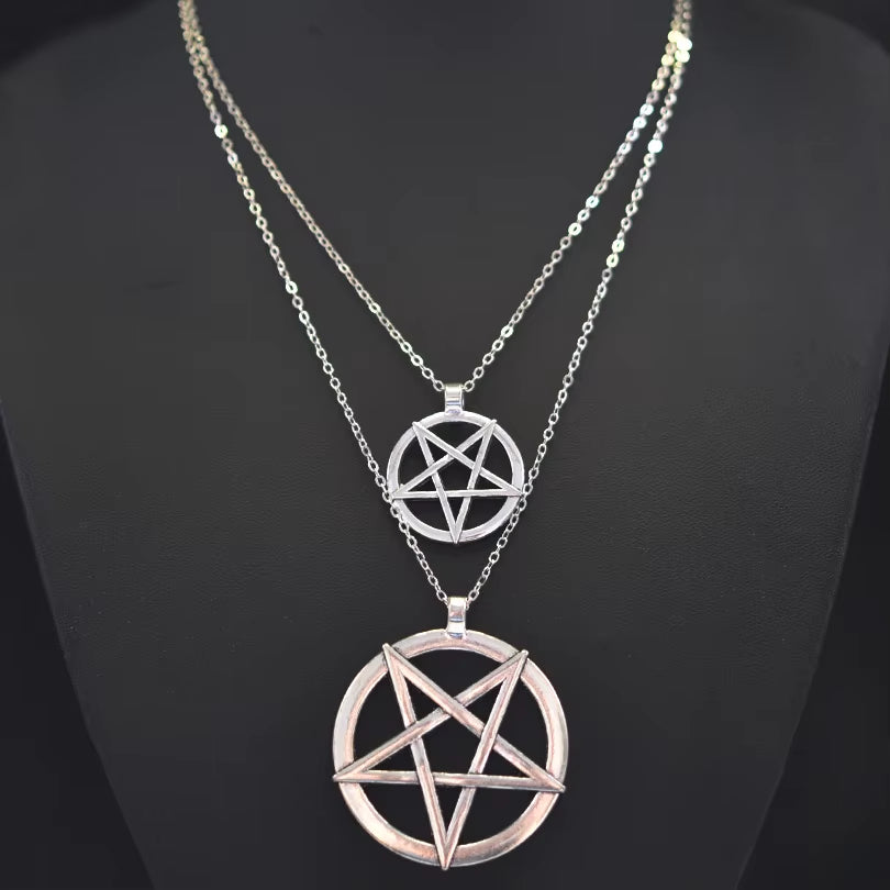 Goth Wicca Witch Pentacle Amulet Pentagram Pendant Women Necklaces Vintage Star Chain Collier for Men Kpop Gift Jewelry Making