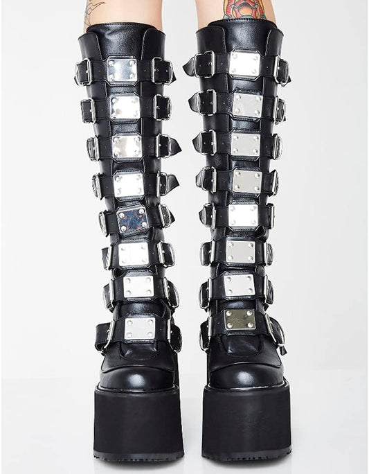 Dark Punk Platform Boots - Goth Style