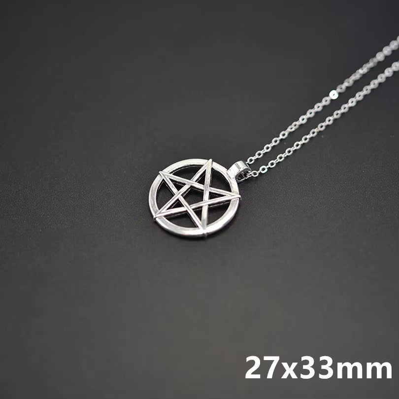 Goth Wicca Witch Pentacle Amulet Pentagram Pendant Women Necklaces Vintage Star Chain Collier for Men Kpop Gift Jewelry Making