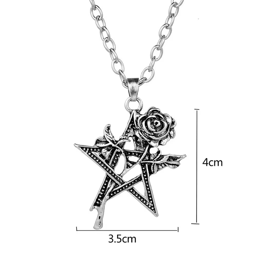 Cool Gothic Plant Animal Necklace for Women Men Gragon Bat Eagle Heart Rose Pendant Necklace Costume Party Jewelry Gifts